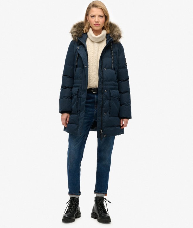 Everest Microfibre Mid Faux Fur Puffer Jacket
