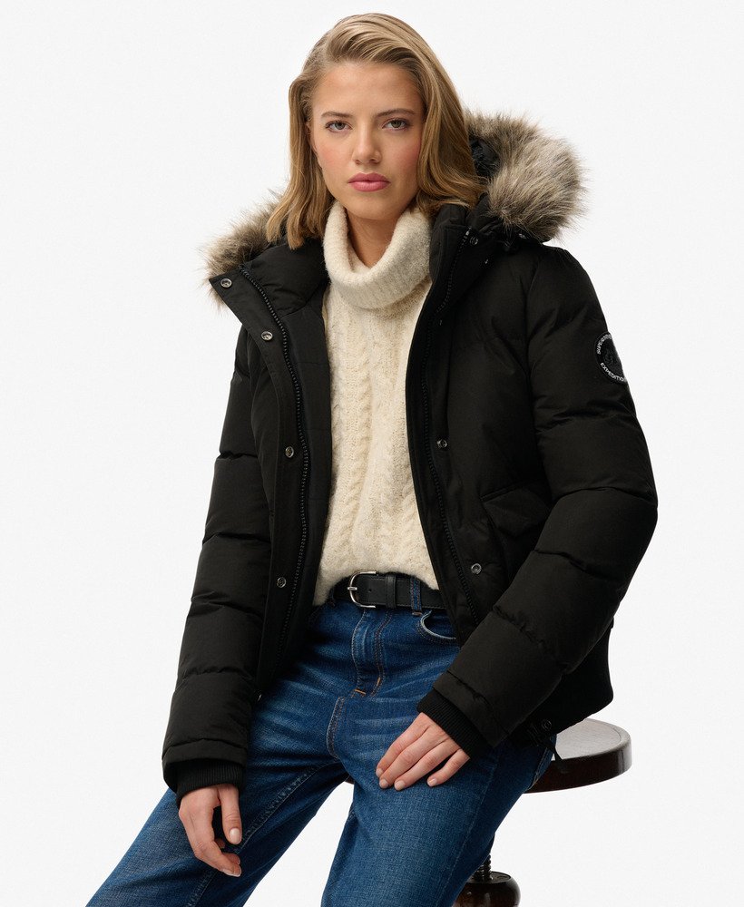 womens Everest Microfibre Ella Bomber Jacket in JET BLACK