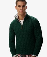Pull à demi-zip en maille torsadée en coton bio