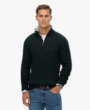Pull à demi-zip en maille torsadée en coton bio