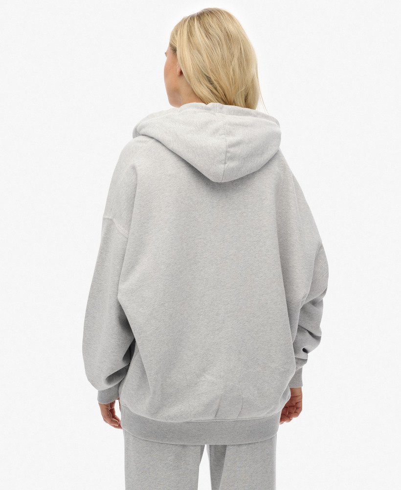womens Athletic Essentials Oversized Zip Hoodie in Glacier Grey