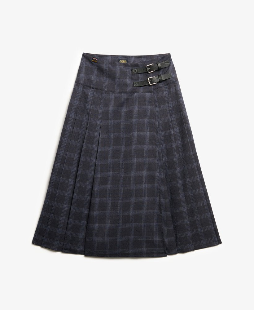 womens Check Pleated Midi Skirt in Charcoal Check | Superdry UK