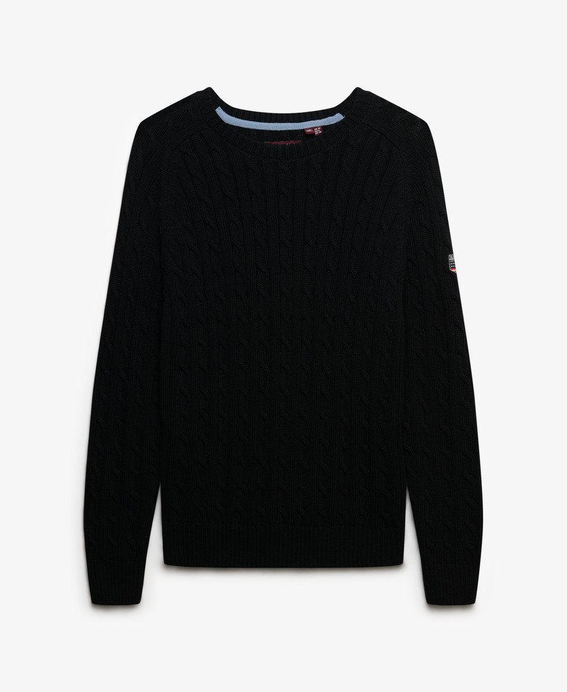 womens Slouchy Cable Knit Jumper in Black | Superdry UK