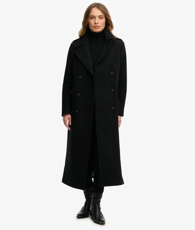 Elegante wollen damesmantel met fleece en riem