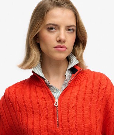 Slouchy Cable Half Zip Jumper Image 4