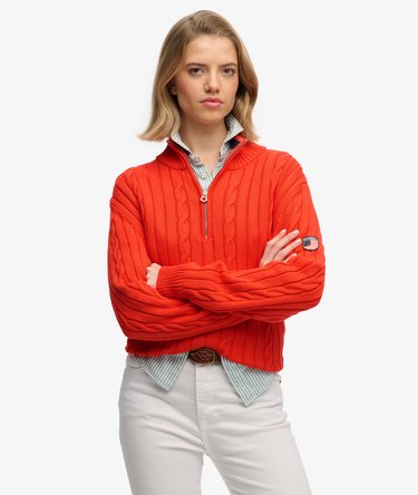 Slouchy Cable Half Zip Jumper Image 1