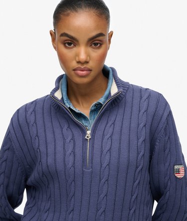 Slouchy Cable Half Zip Jumper Image 4
