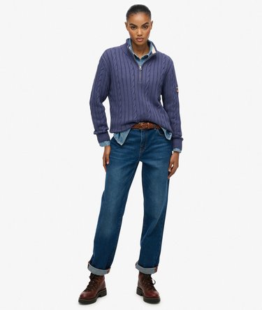 Slouchy Cable Half Zip Jumper Image 3