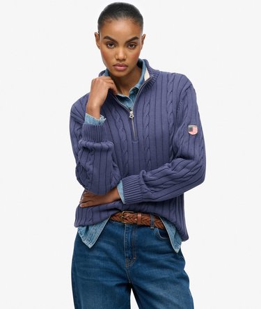 Slouchy Cable Half Zip Jumper Image 1
