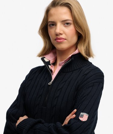 Slouchy Cable Half Zip Jumper Image 4