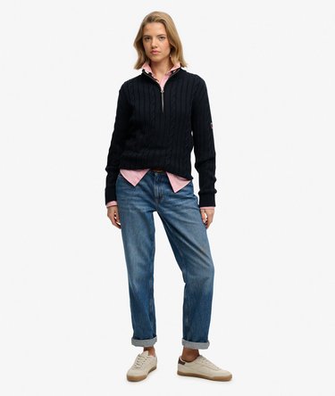 Slouchy Cable Half Zip Jumper Image 3