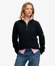 Slouchy Cable Half Zip Jumper