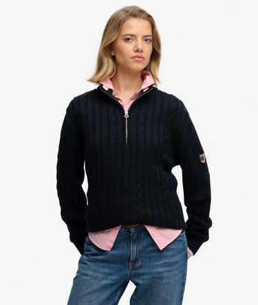 Slouchy Cable Half Zip Jumper Image 1