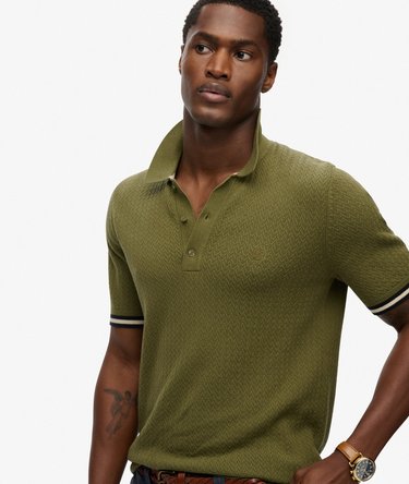 Knitted Texture Short Sleeve Polo Shirt Image 2