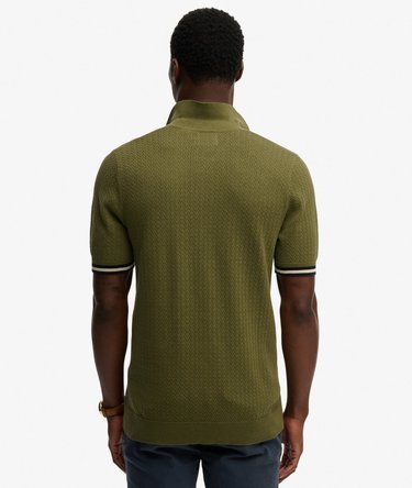 Knitted Texture Short Sleeve Polo Shirt Image 5