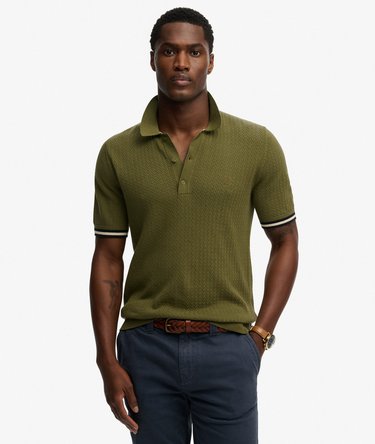 Knitted Texture Short Sleeve Polo Shirt Image 1