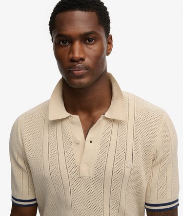 Knitted Texture Short Sleeve Polo Shirt Image 4