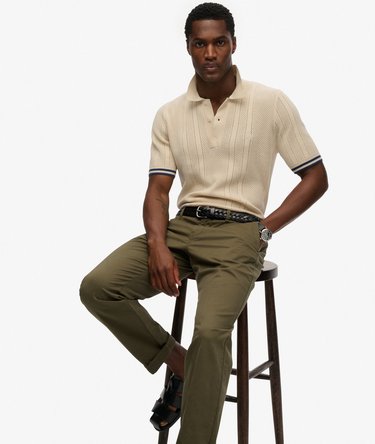 Knitted Texture Short Sleeve Polo Shirt Image 2