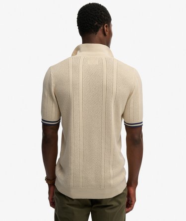 Knitted Texture Short Sleeve Polo Shirt Image 5