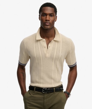 Knitted Texture Short Sleeve Polo Shirt Image 1
