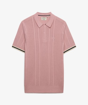 Knitted Texture Short Sleeve Polo Shirt Image 7