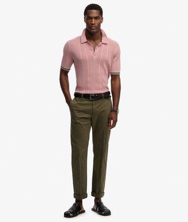 Knitted Texture Short Sleeve Polo Shirt Image 3