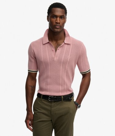 Knitted Texture Short Sleeve Polo Shirt Image 1