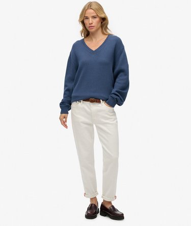 Oversized V Neck Jumper Image 3