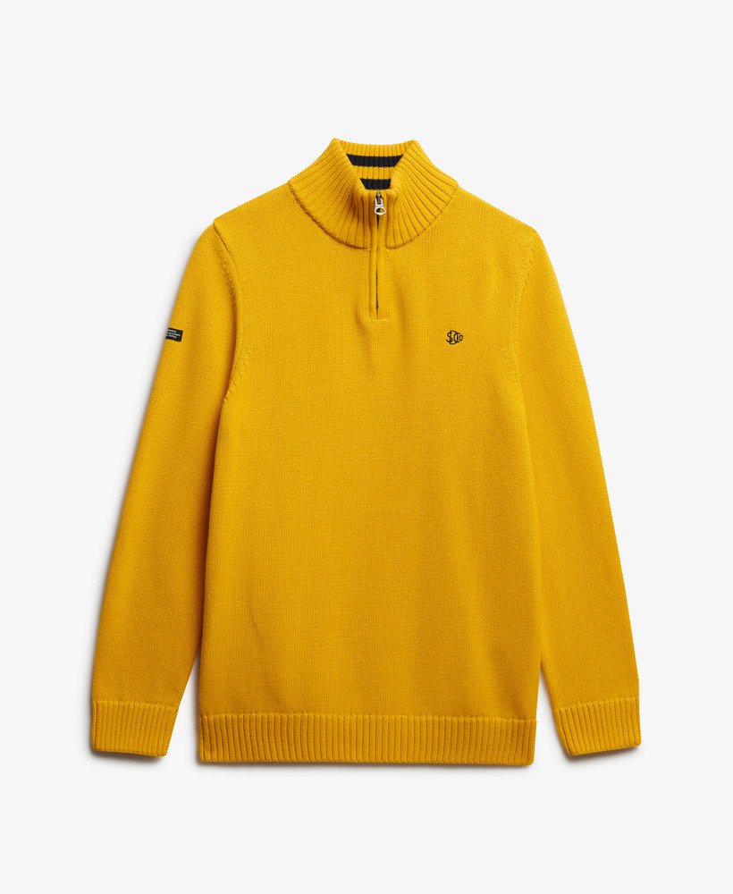 mens Cotton Half Zip Knit Jumper in Volt Yellow | Superdry US