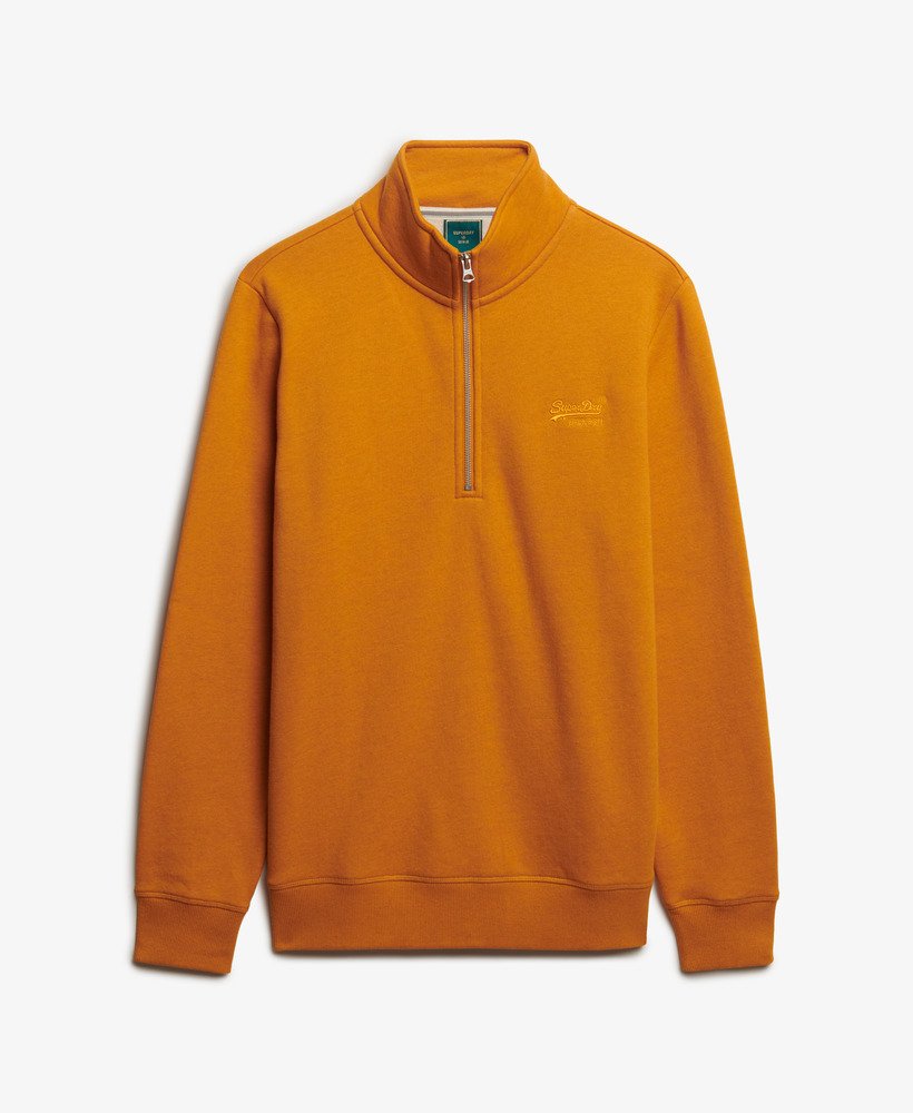 mens Vintage Logo Embroidered Half Zip in Thrift Gold Marl