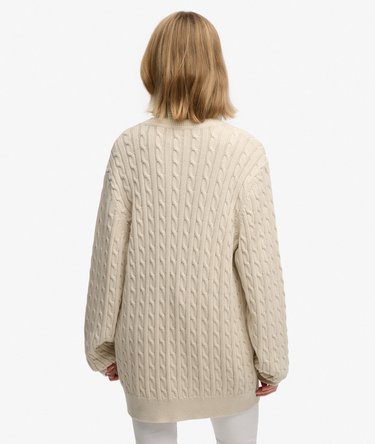 Oversized V Neck Cable Jumper Image 5