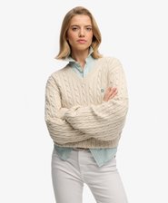 Oversized V Neck Cable Jumper