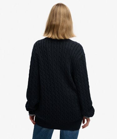 Oversized V Neck Cable Jumper Image 5