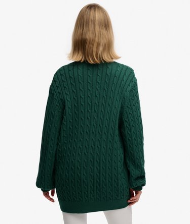 Oversized V Neck Cable Jumper Image 5