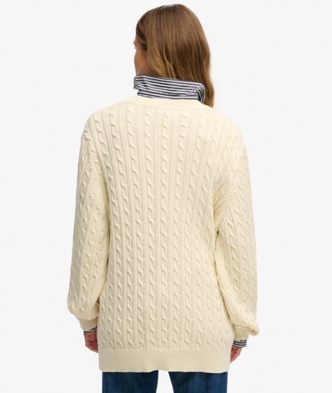 Oversized V Neck Cable Jumper Image 5