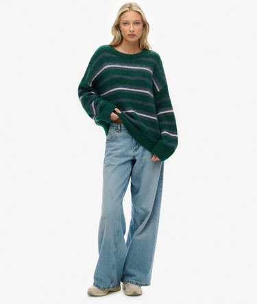 Slouchy Brushed Stripe Knit Jumper Image 3