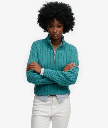 Slouchy Cable Half Zip Jumper Image 1