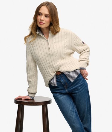 Cable Half Zip Knit Image 4