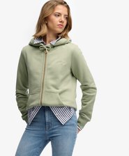 Felpa mezza spazzolata con cappuccio e zip con logo Essential