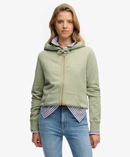 Felpa mezza spazzolata con cappuccio e zip con logo Essential