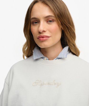 Script Brand Loose Crew Sweatshirt Image 4