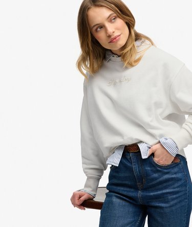Script Brand Loose Crew Sweatshirt Image 2