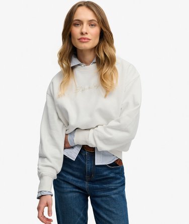 Script Brand Loose Crew Sweatshirt Image 1