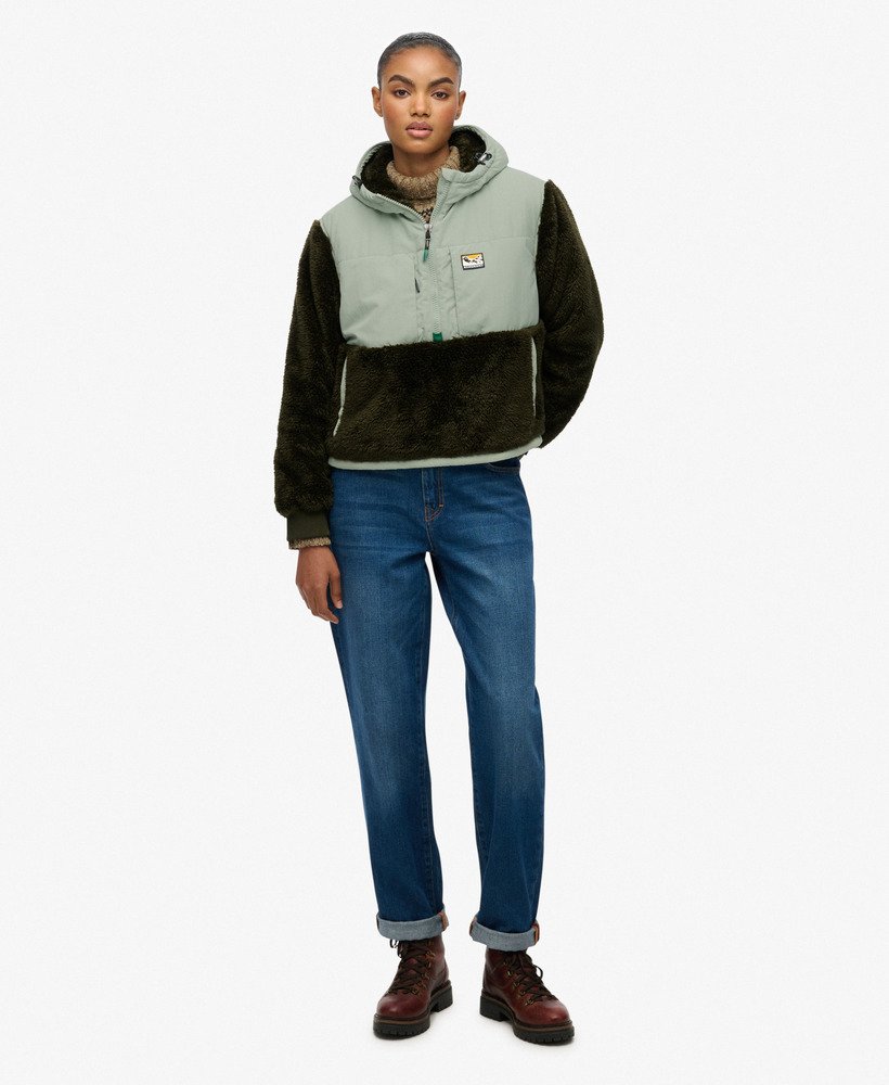 womens Super Soft Hybrid Half Zip Jacket in Army Khaki | Superdry UK