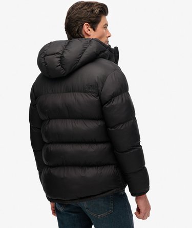 Black Puffer Jacket with Hood Image 5