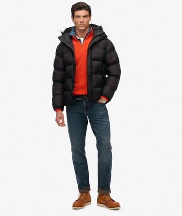 Black Puffer Jacket with Hood Image 4