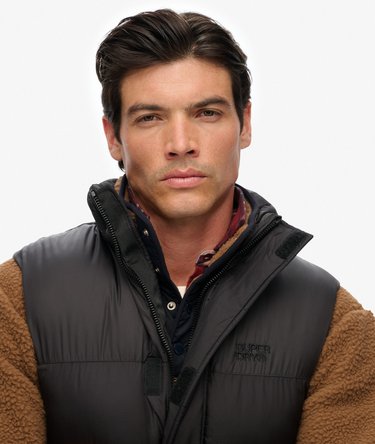 Black Puffer Gilet Image 2