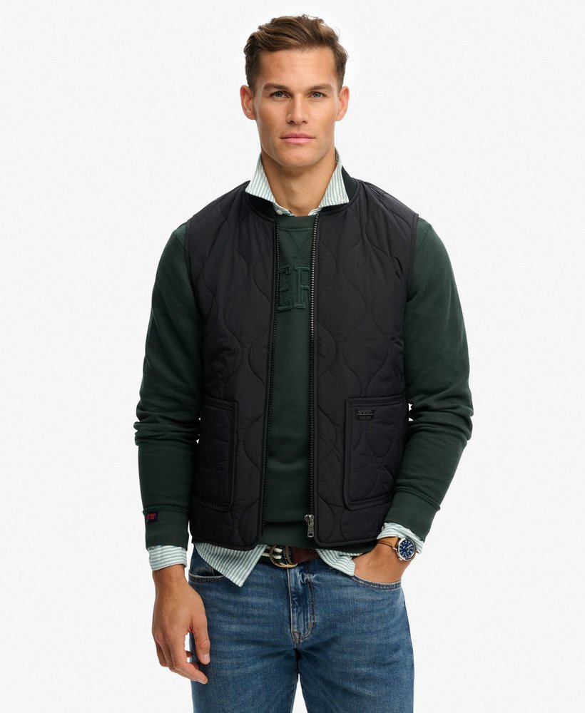 mens Military Liner Vest Jacket in JET BLACK | Superdry US