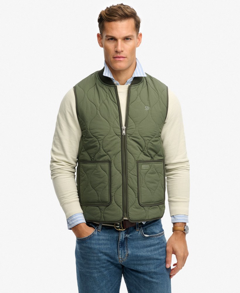 mens Military Liner Vest Jacket in Thyme Green | Superdry US