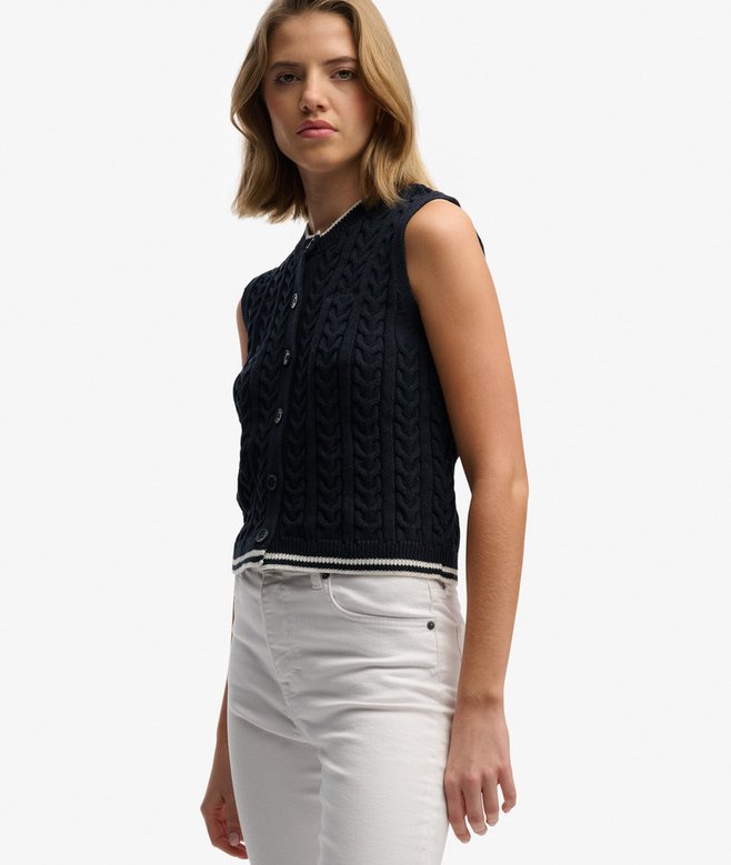 Cable Button Down Tank Top